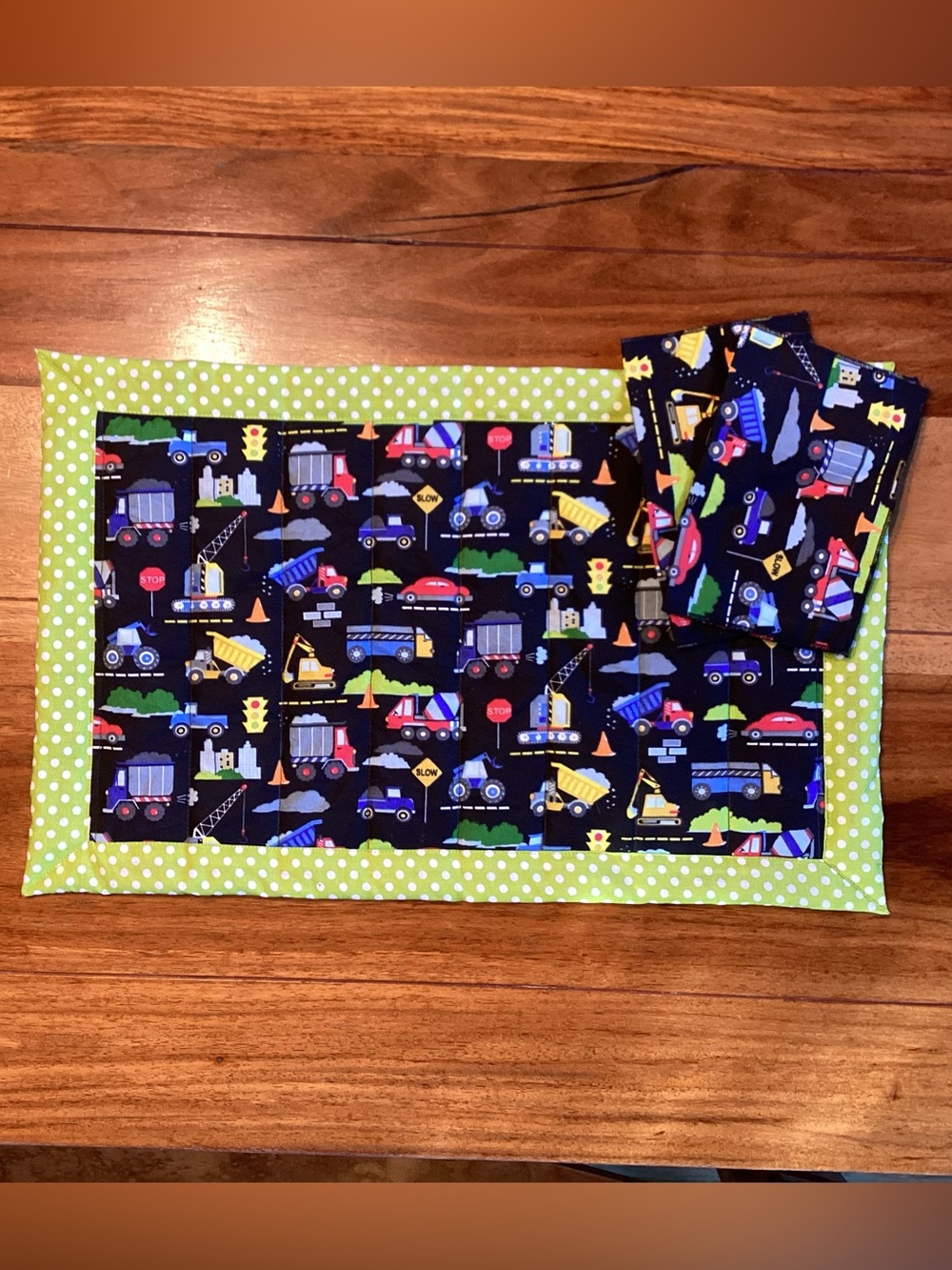 Kids Construction Vehicles Placemat and Napkin Set